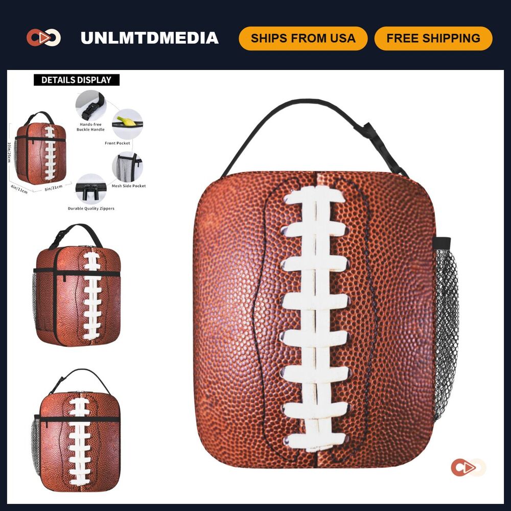 Insulated Football Lunch Bag for Kids & Adults - Durable, Leakproof Cooler Tote